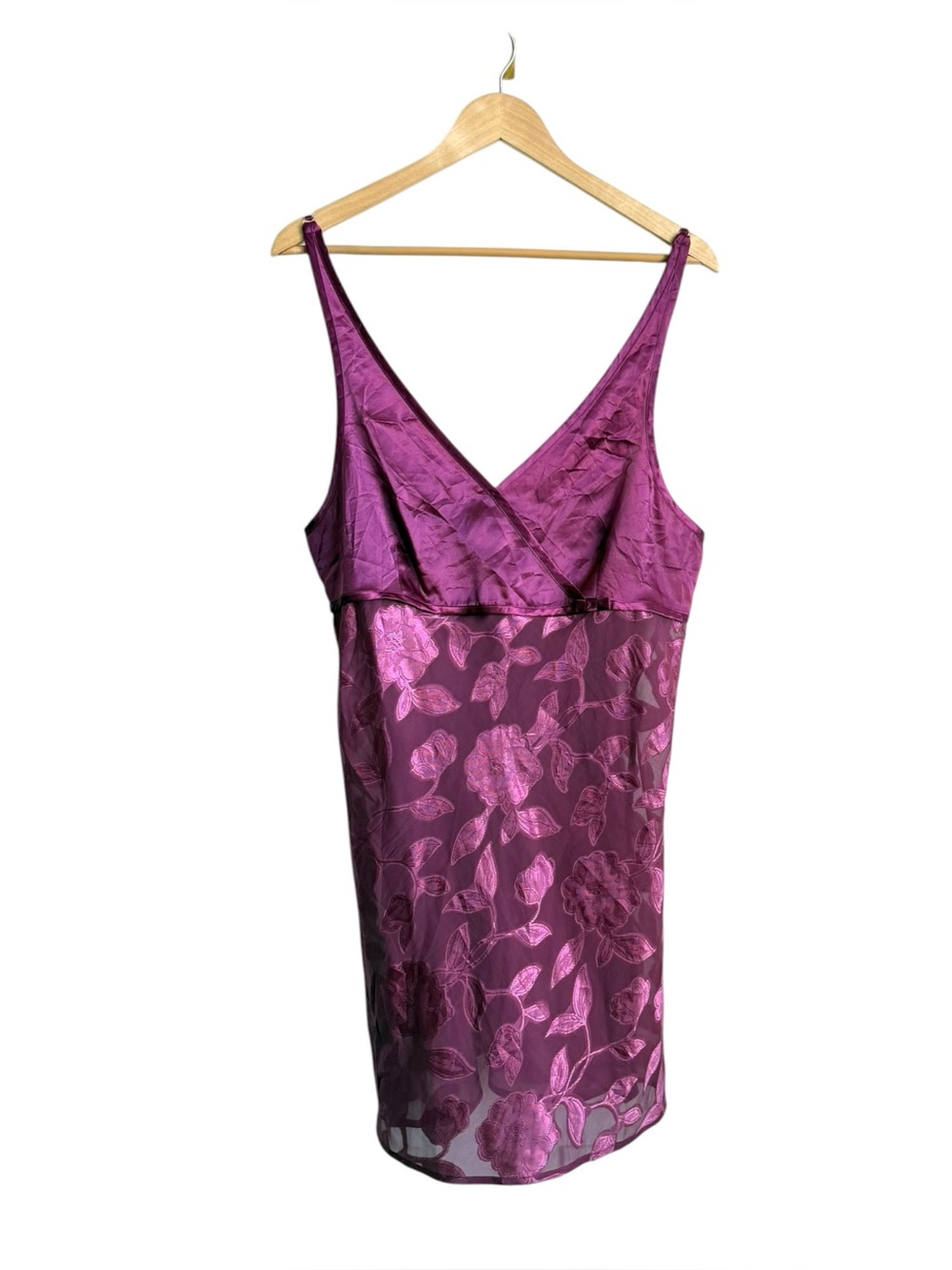 Morgan Taylor Intimates Purple Floral Sheer Slip Dress Lingerie Large